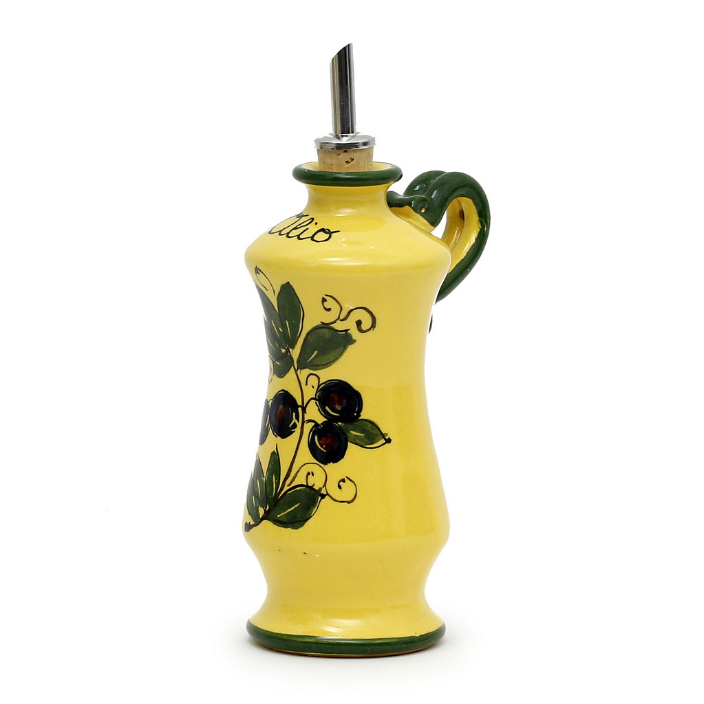 Olive Oil Bottle Dispenser - Orvieto Green - Italian Ceramics