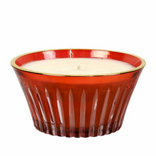 Load image into Gallery viewer, CRYSTAL CANDLES: Scented soy candle in hand engraved RED crystal cup - Christmas Tree scent.
