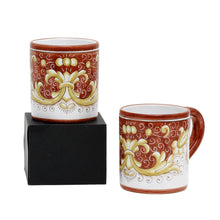 Load image into Gallery viewer, GIFT BOX: With two Deruta Mugs - DERUTA COLORI Coral Red Design - Artistica.com
